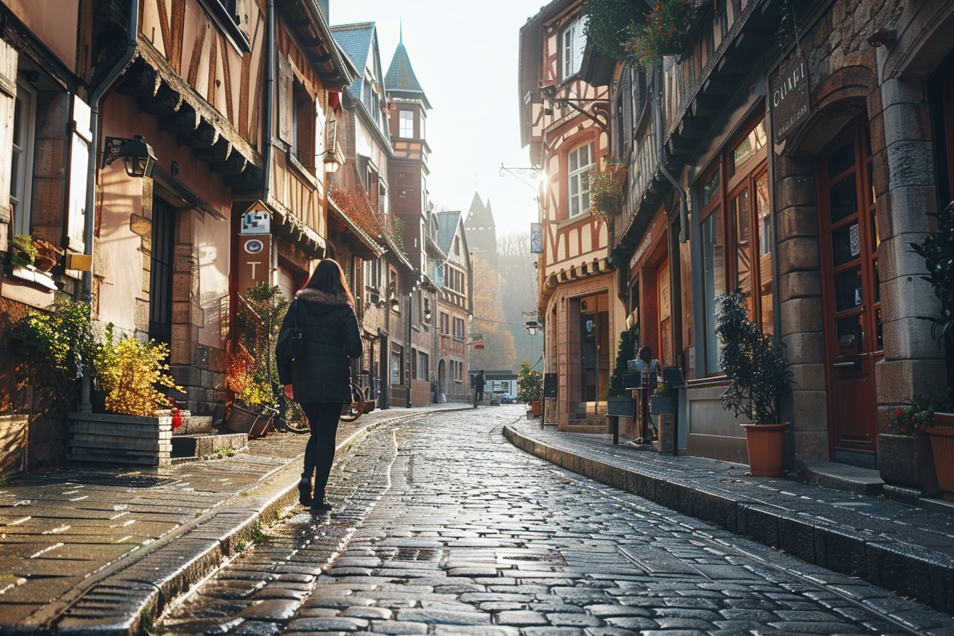 Vue panoramique sur le pittoresque quartier de Clermont-Ferrand, choix idéal pour s'établir.