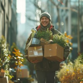 Alt d'image: "Solution innovante de déménagement sans carton à Clermont-Ferrand pour une transition écologique et agile.