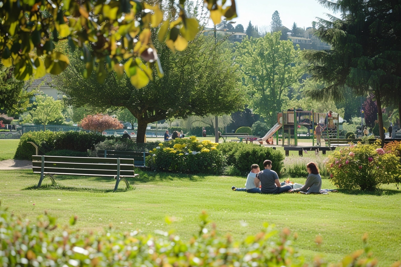 alt="Vue panoramique d'un parc verdoyant à Clermont-Ferrand, illustrant le charme renouvelé des espaces verts dans les quartiers résidentiels.