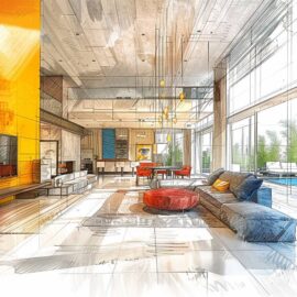 Harmonie de couleurs de peinture innovantes dans un espace de vie ouvert pour révolutionner l'atmosphère de la maison