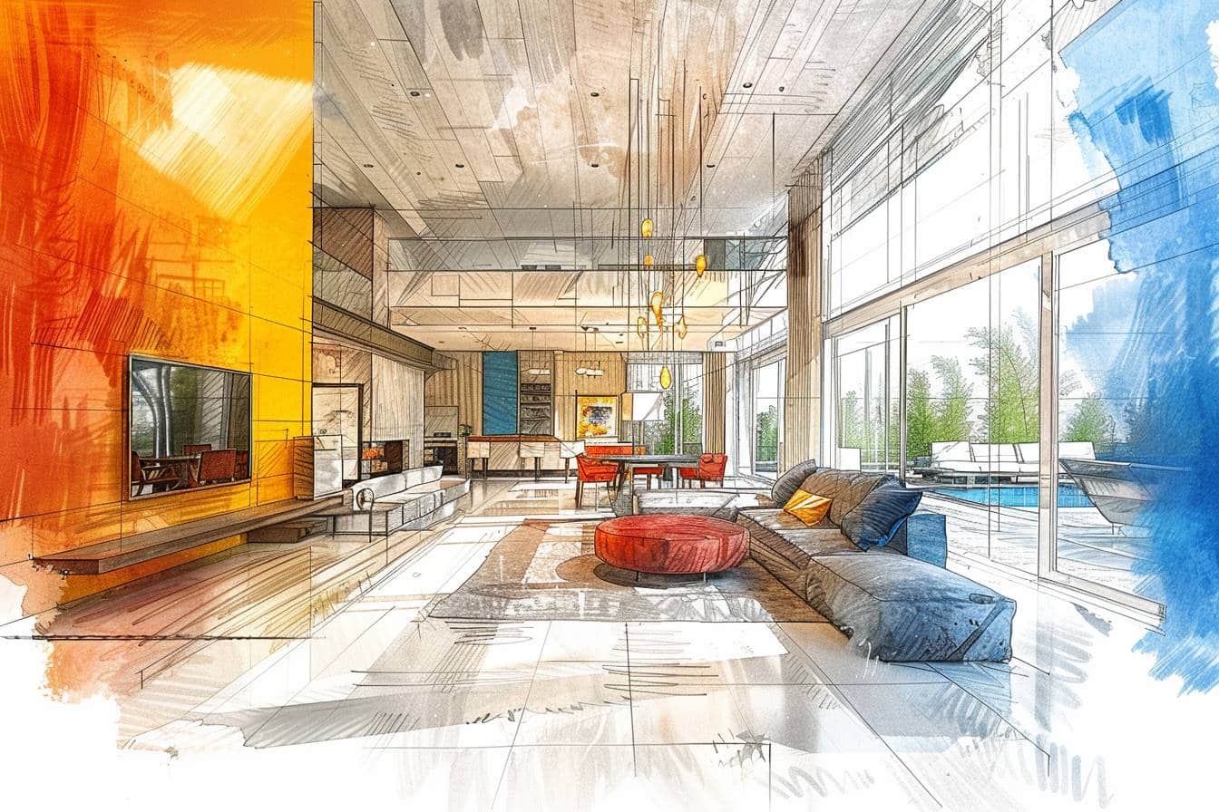 Harmonie de couleurs de peinture innovantes dans un espace de vie ouvert pour révolutionner l'atmosphère de la maison